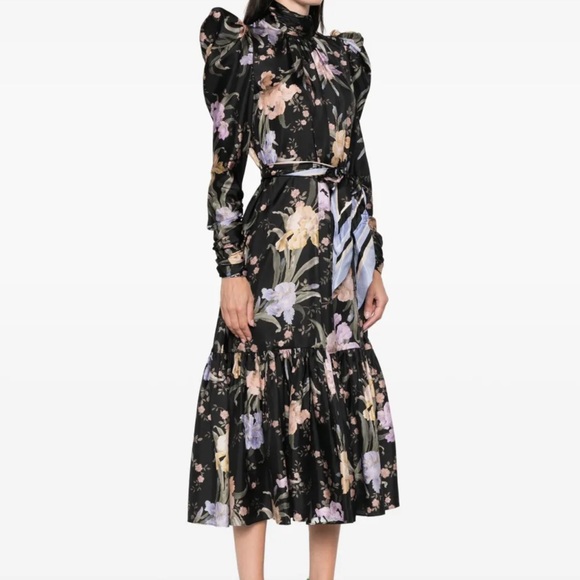 Zimmermann Black Floral Midi Skirt - Picture 1 of 8